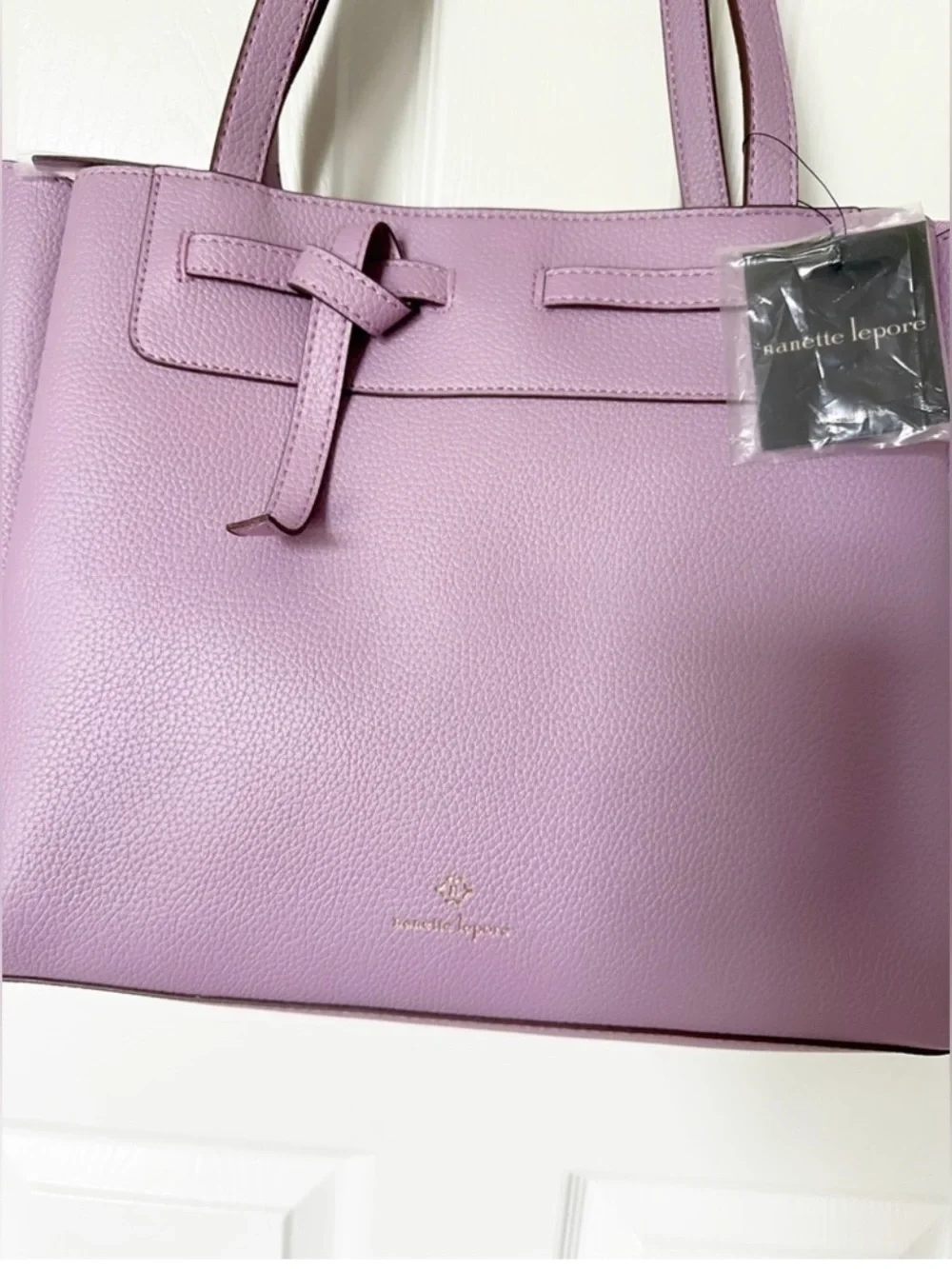 Nanette Lepore Lavender Tote Leather Tote with Knot Accent